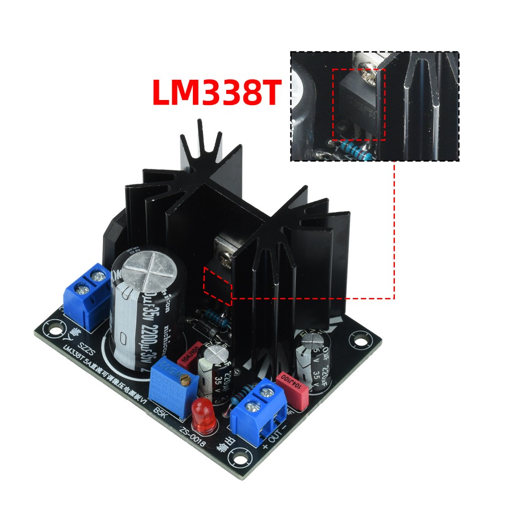 Linear Lab Power Supply Adjustable - โมดูลควบคุมแรงดันไฟฟ้าแบบปรับค่าได้ LM338T แรงดันไฟฟ้าขาเข้า AC0-24V DC0-35V แรงดันไฟฟ้าขาออก