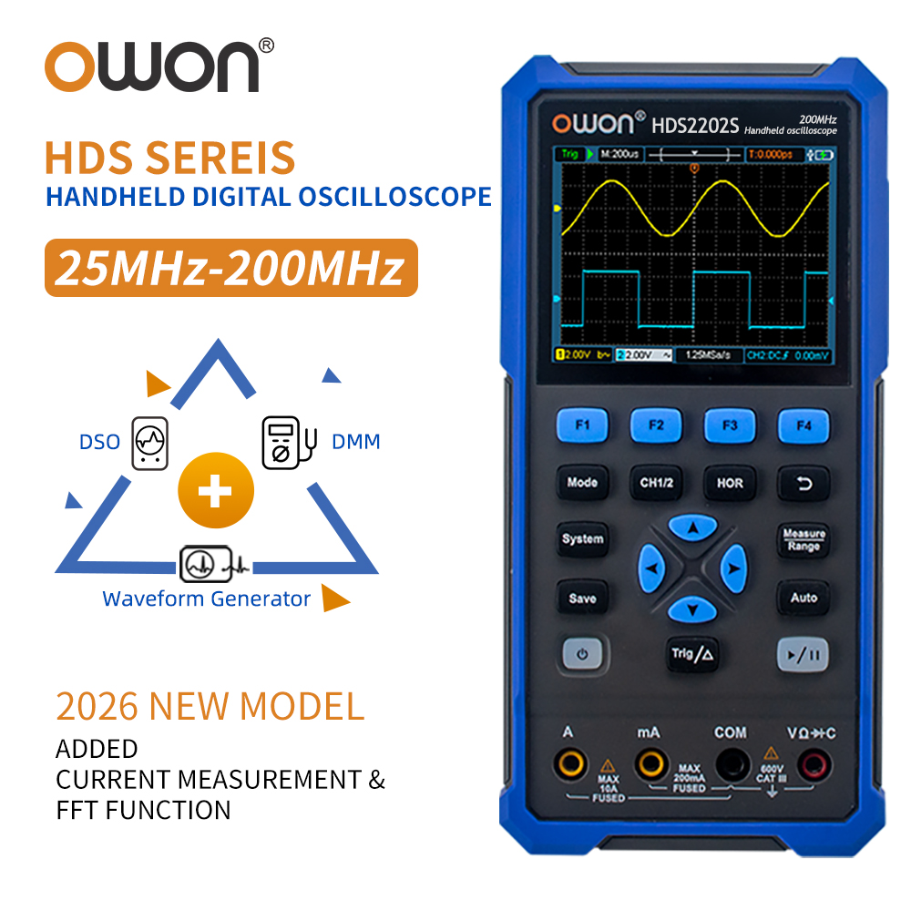 Digital Storage Oscilloscope 100Mhz - ออสซิลโลสโคปดิจิตอลแบบพกพา OWON HDS200 ซีรีส์ 2CH มัลติมิเตอร์แบบพกพา