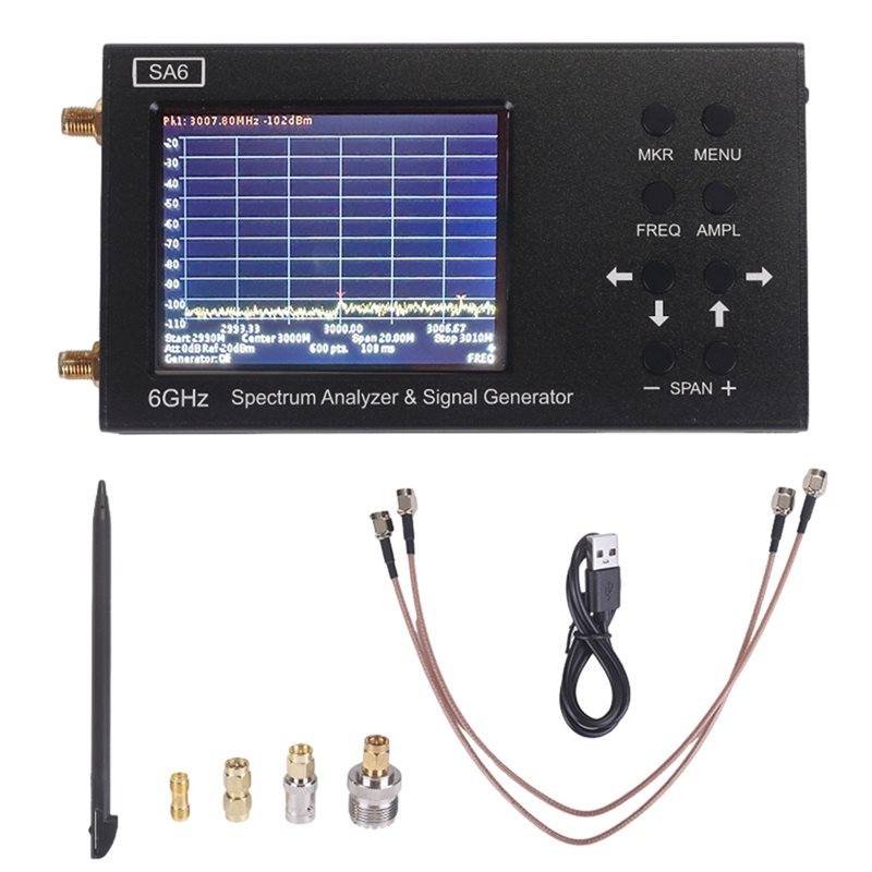Signal Generator Spectrum Analyzer - เครื่องวิเคราะห์สเปกตรัมแบบพกพา B23B SA6 พร้อมแหล่งกำเนิดสัญญาณติดตาม 35-6000MHz หน้าจอสัมผัสขนาด