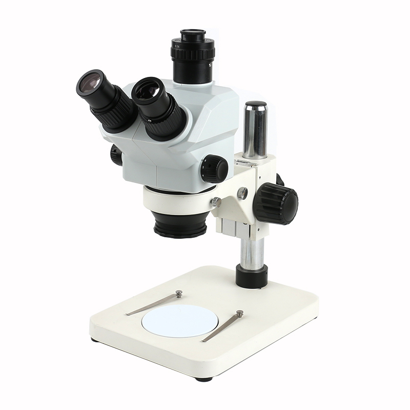 Stereo Trinocular Microscope Pcb - กล้องจุลทรรศน์สเตอริโอสำหรับห้องปฏิบัติการ/อุตสาหกรรม ซูม 7x-50x แบบซิมูลโฟกัส สามตา พร้อมเลนส์บาร์โลว์