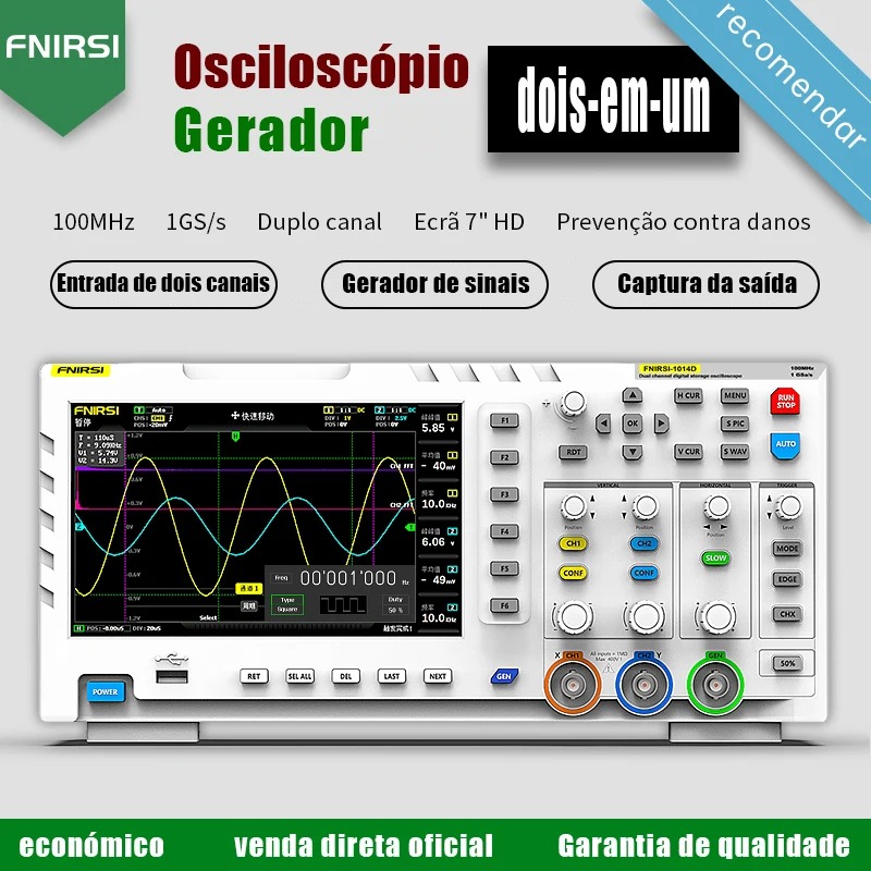 Digital Storage Oscilloscope 100Mhz - FNIRSI 1014D ออสซิลโลสโคปดิจิตอล 2 in 1