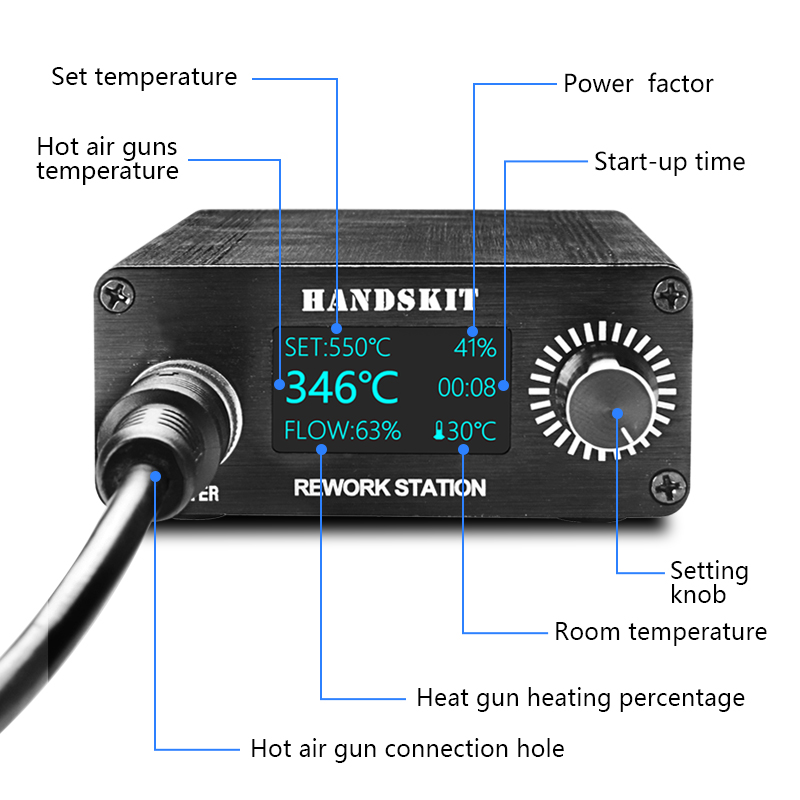 ปืนลมร้อน T12 พร้อมหน้าจอ OLED - Hot Air Rework Station T12 บทวิจารณ์และราคา